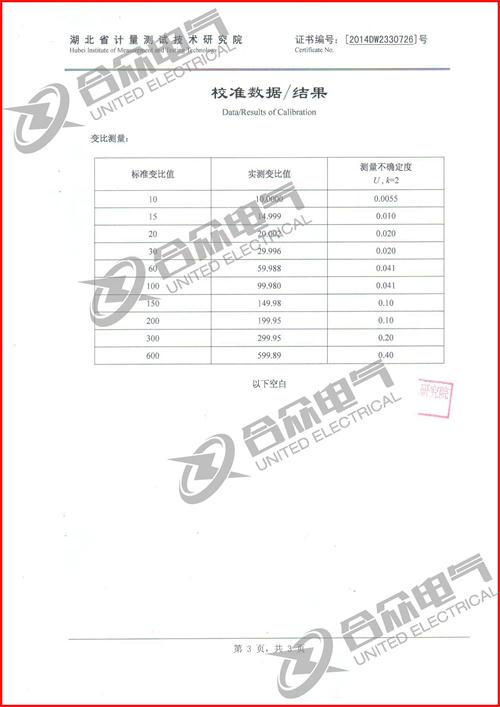变比组别测试仪证书