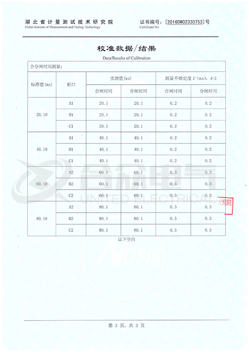 高压开关动特性测试仪证书